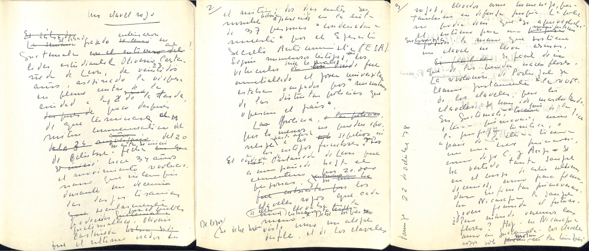 Páginas de cuaderno, Octubre de 1978. Archivo Alaíde Foppa.